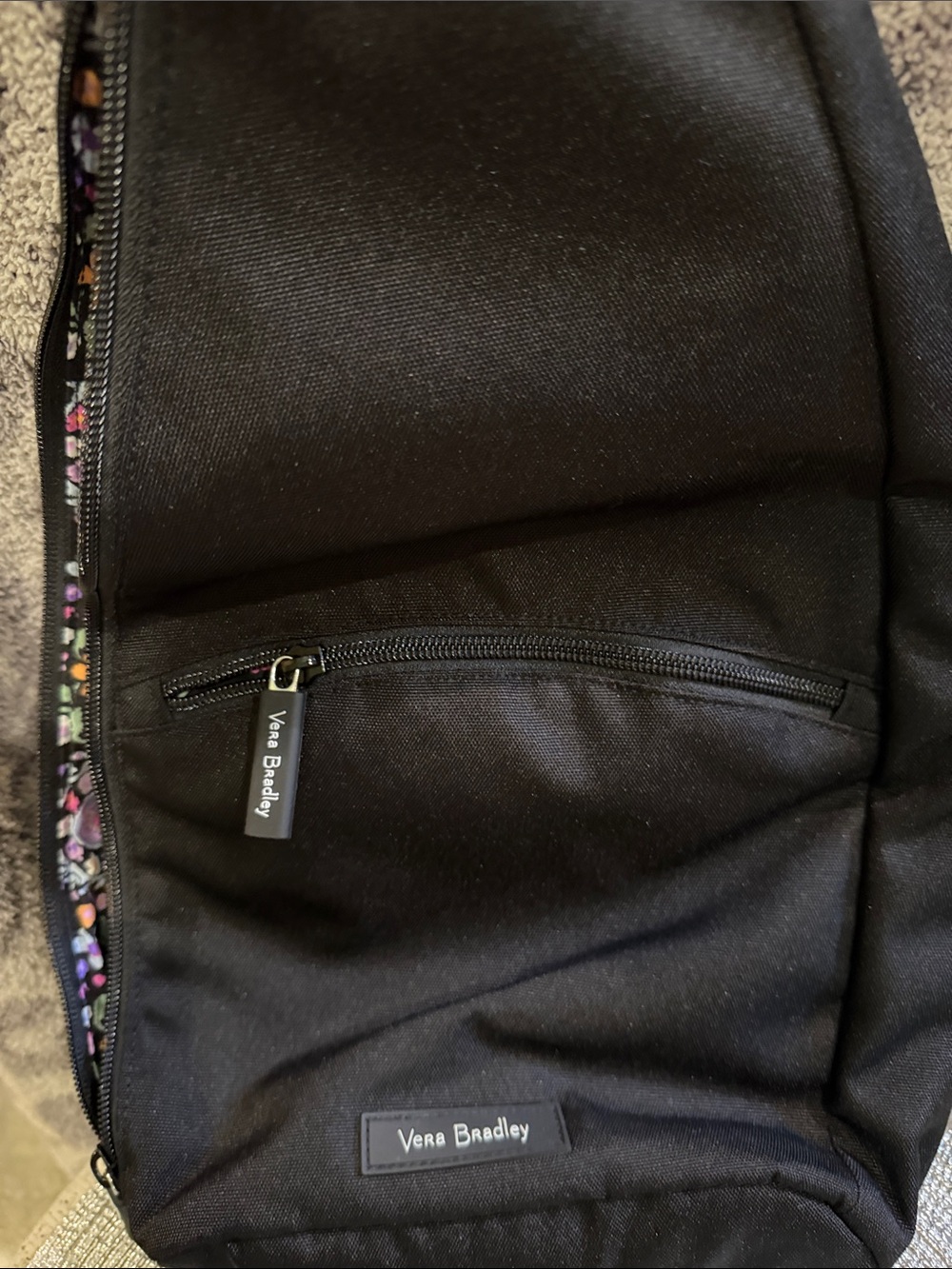 Vera Bradley Black Sling Crossbody with Floral Trim - Picture 4 of 4